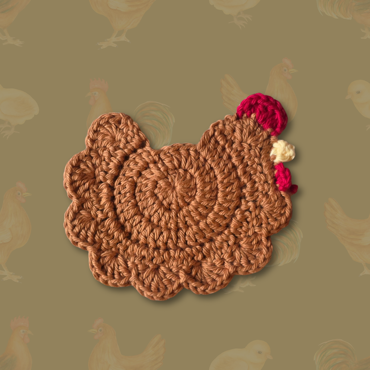 Crochet Chicken Coaster - Cozy Table Decor